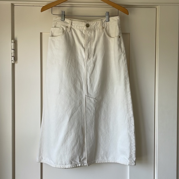 Goldsign cream denim midi a-line skirt. - Picture 6 of 6